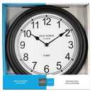 Hauz Round 12" wall clock with large black borders and white background-WC5105