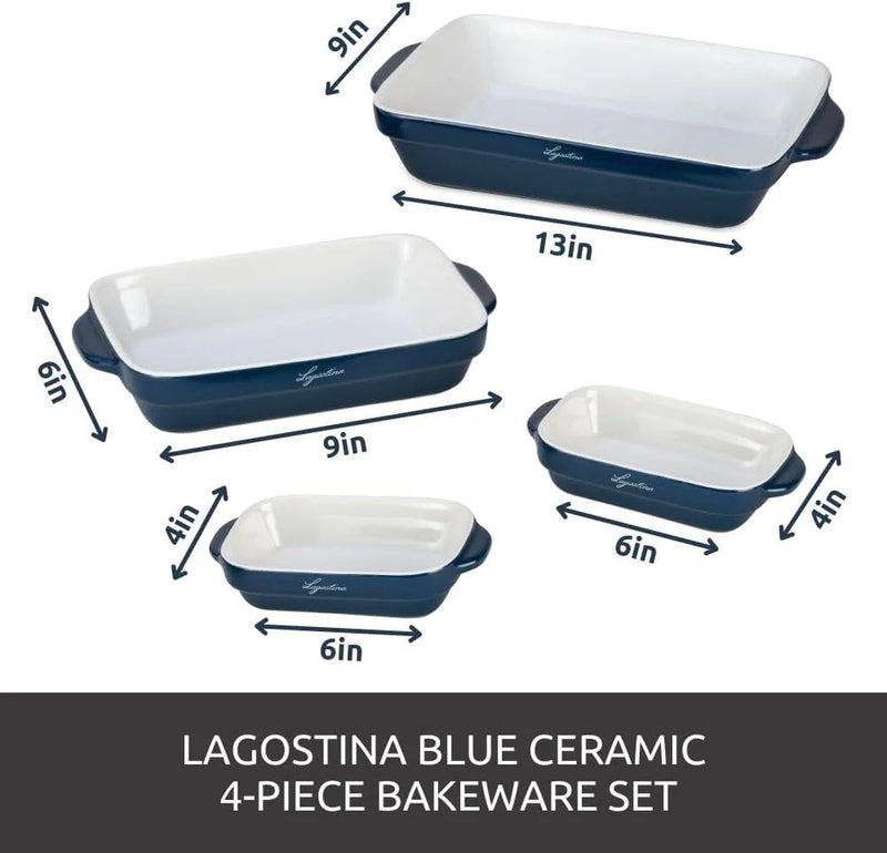 LAGOSTINA L913411404B Blue Ceramic 4 Piece Bakeware Set