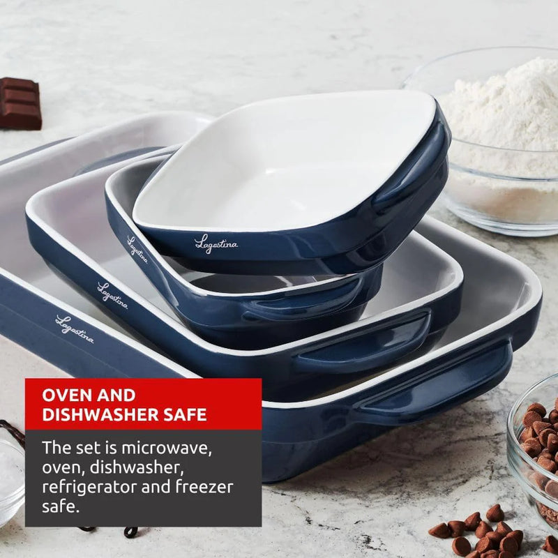 LAGOSTINA L913411404B Blue Ceramic 4 Piece Bakeware Set