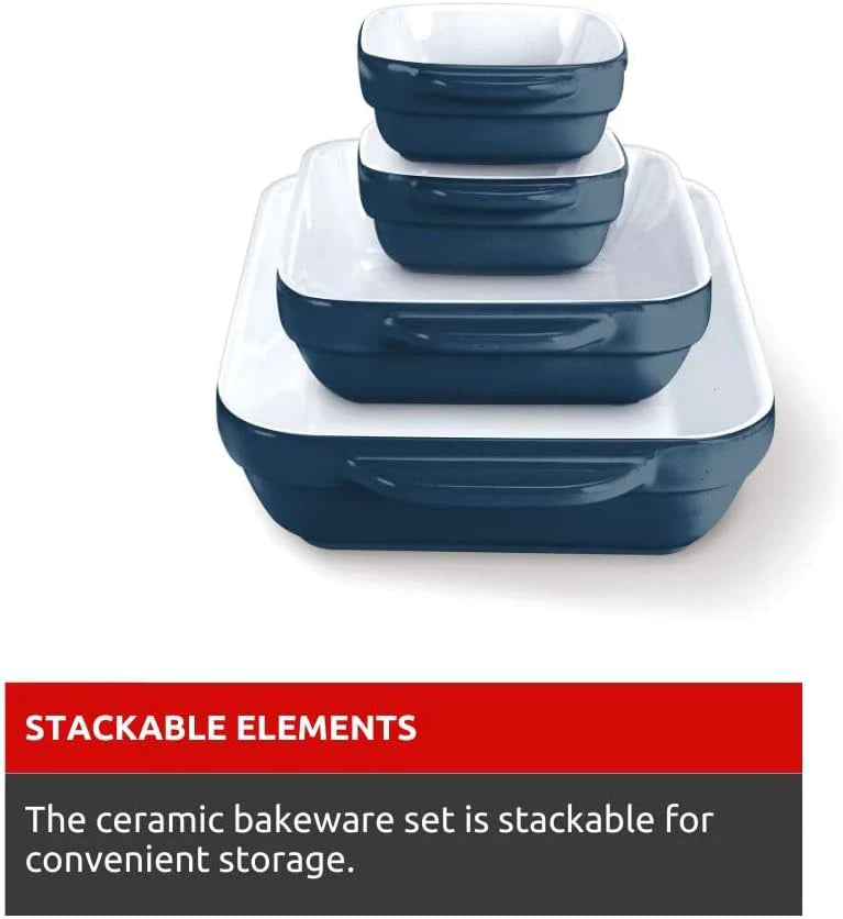 LAGOSTINA L913411404B Blue Ceramic 4 Piece Bakeware Set