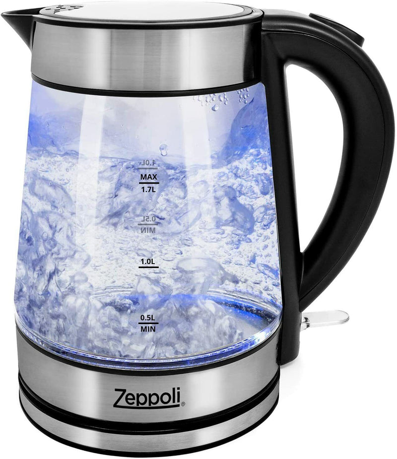 Zeppoli Electric Kettle - 1.7L Stainless Steel Glass Tea Kettle with Speed Boil -ZEP-KETTLE