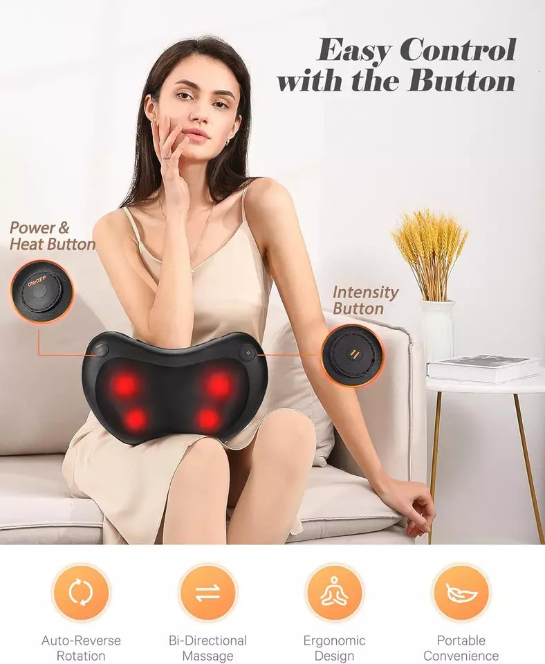 NAIPO  Shiatsu Back Neck and Shoulder Massager with Heat Deep Tissue 3D Kneading Pillo-CPM01