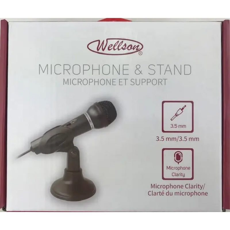 Wellson Microphone and Stand 3.5mm 7.5 ft. cord-MIC-1