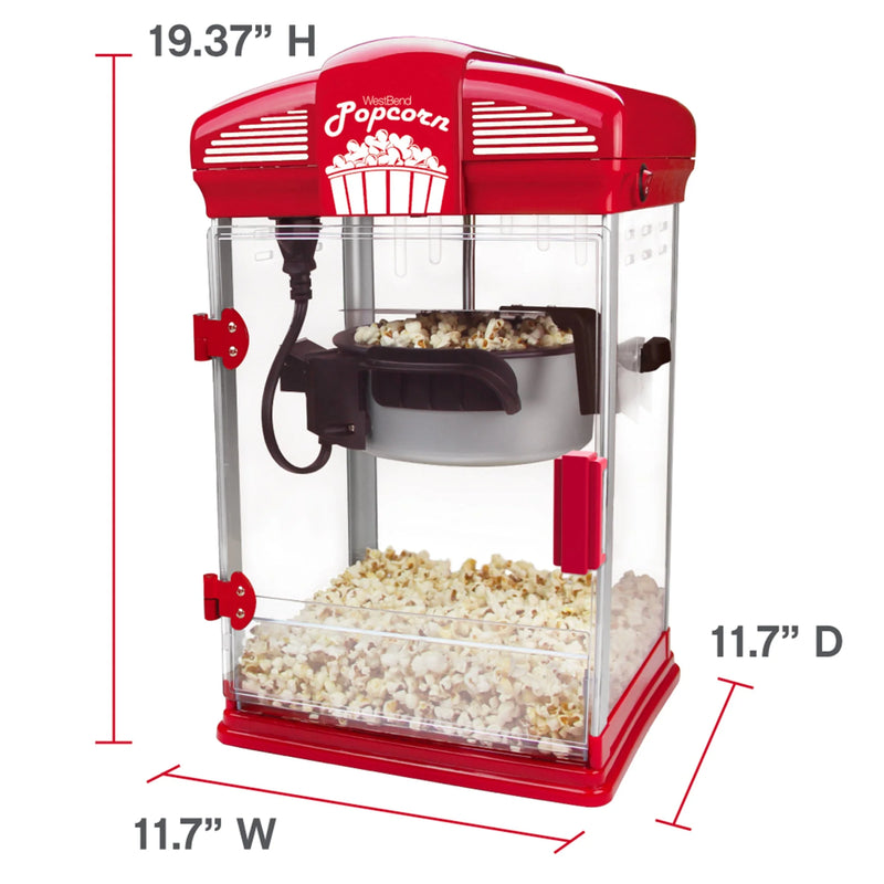 WEST BEND Theater Crazy Stirring Oil Popcorn Maker 4 Qt Red -82515