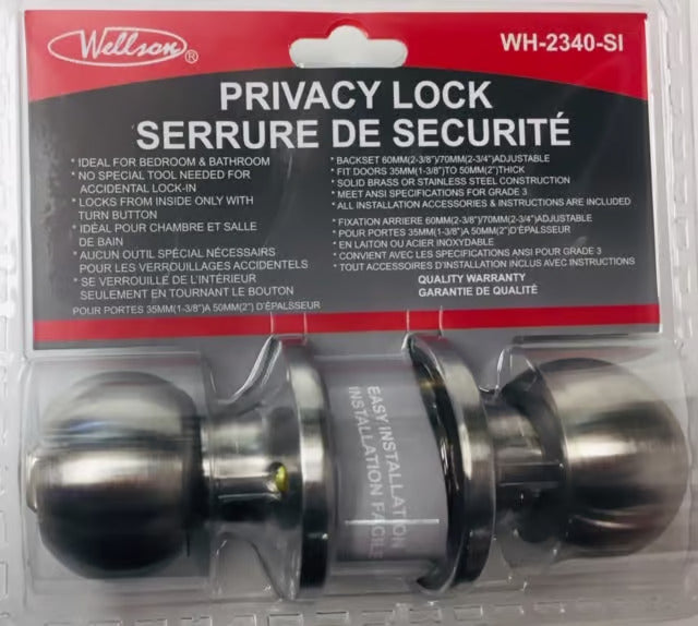 WELLSON Privacy Lock (Silver) -WH-2340-SI