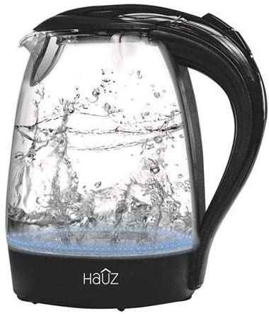 HAUZ Blue LED Illuminated Glass Kettle, 7 Cups, 1.7 Liters