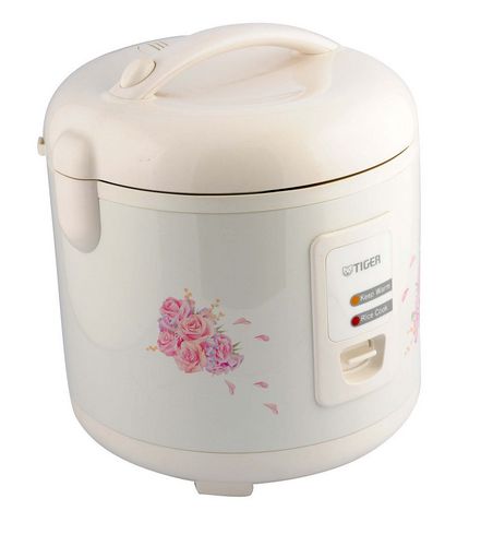 Tiger Rice Cooker and Warmer with Steam Basket, Floral White