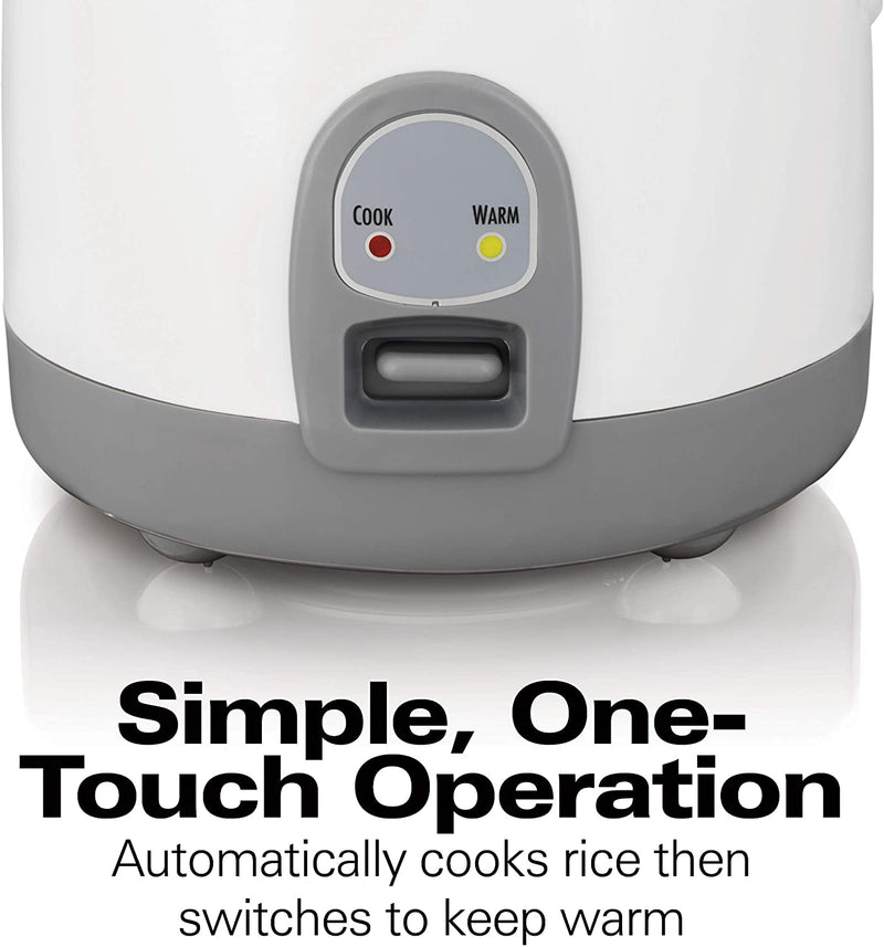 Rice Cooker with Rinse/Steam Basket (8 Cups Cooked), White 37508