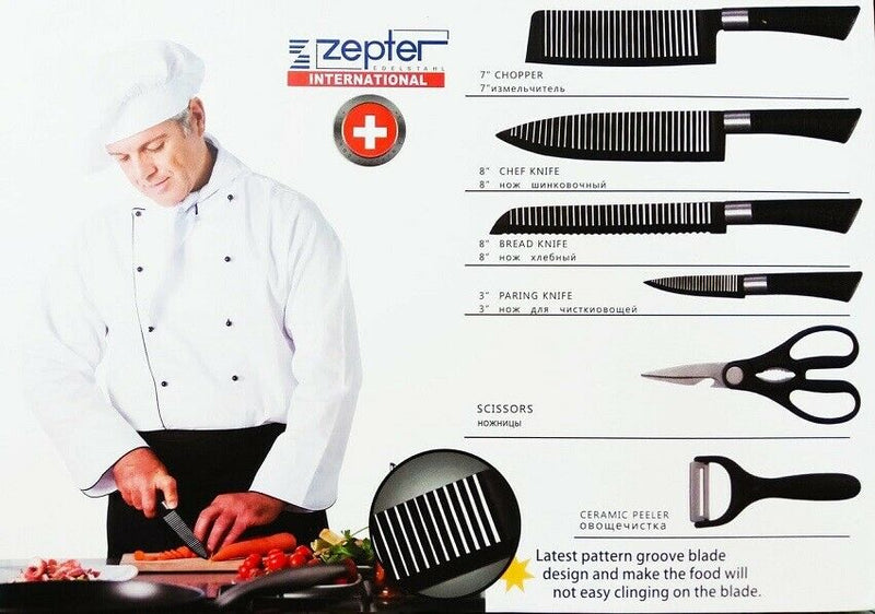 Zepter International || 6 Piece Knife Set Finished in Wrinkle Black