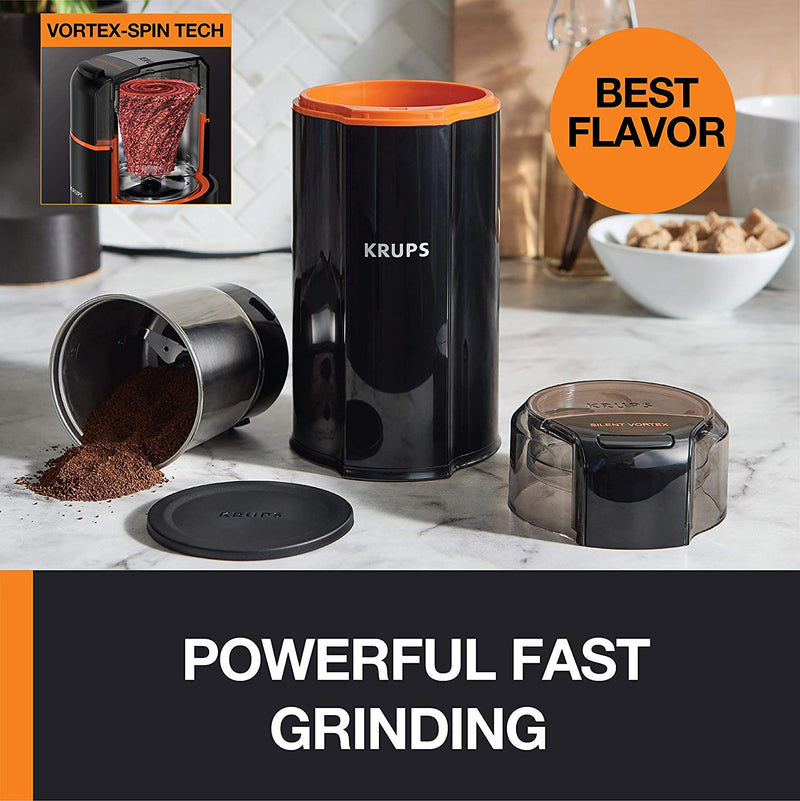 Silent Vortex 3-in-1 Grinder for Coffee, Spices, and Dry Herbs, Compact Design, 12 Cups drip Coffee