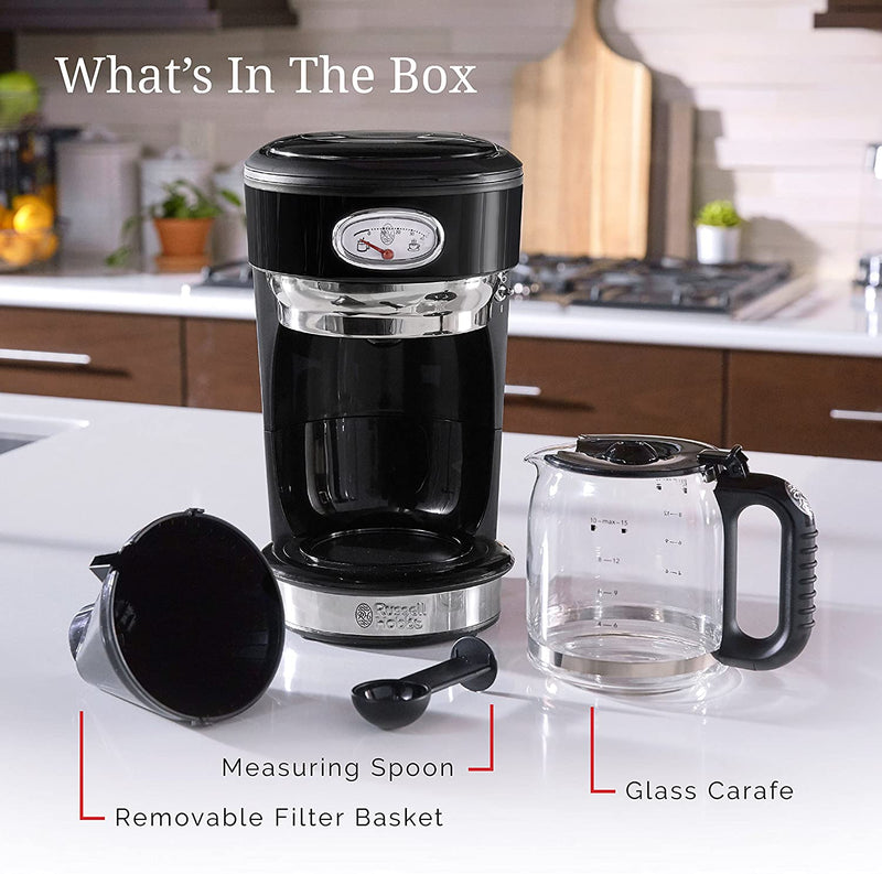 Retro Style Classic Noir - With Glass Carafe 8 CUP/1.25L Capacity - CM3100BKRC