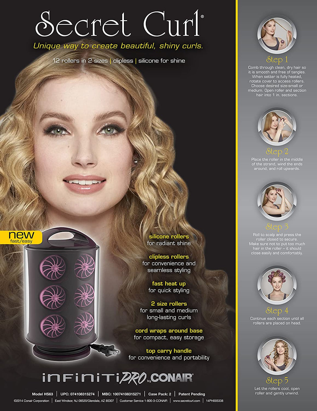 Conair Secret Curl Snap Rollers HS63C