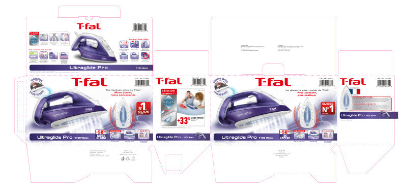 T-FAL Ultraglide Pro Steam Iron - Blemished package with full warranty - FV4077