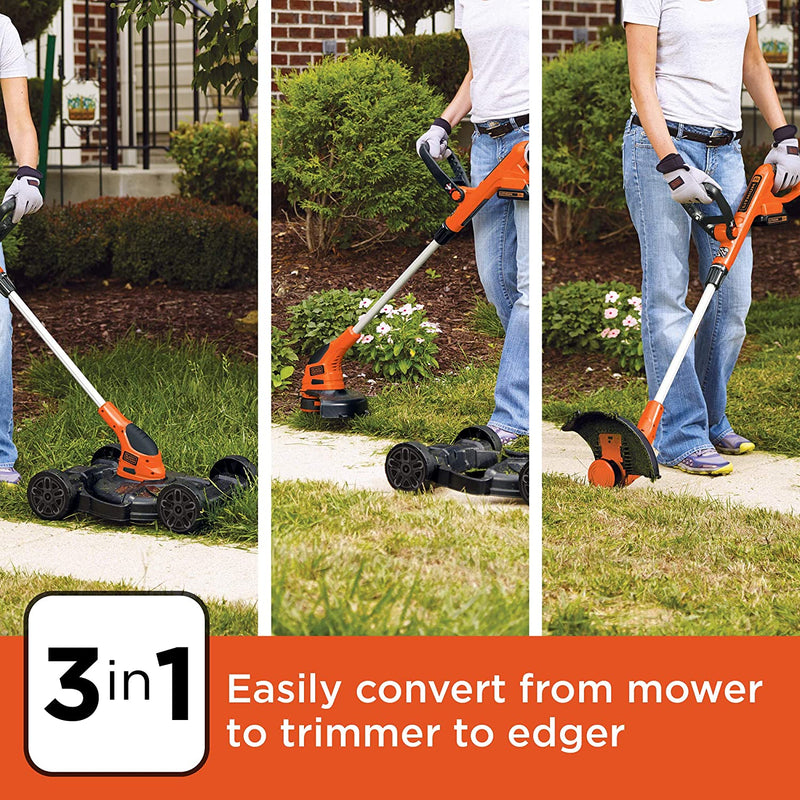 BLACK & DECKER || 12" Lithium Cordless 3-in-1 Trimmer/Edger and Mower, 20-volt [REFURBISHED] - Home Essentials Clearance